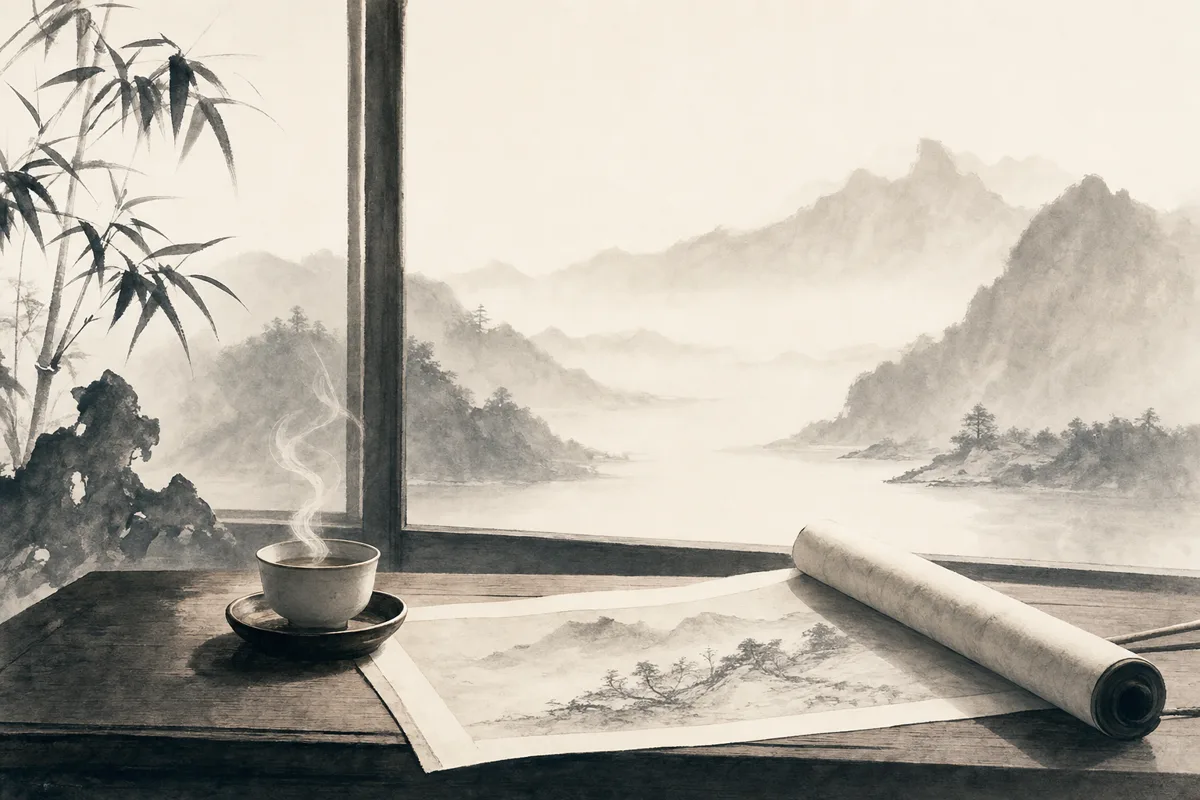 水墨：茶窗边的读书时光